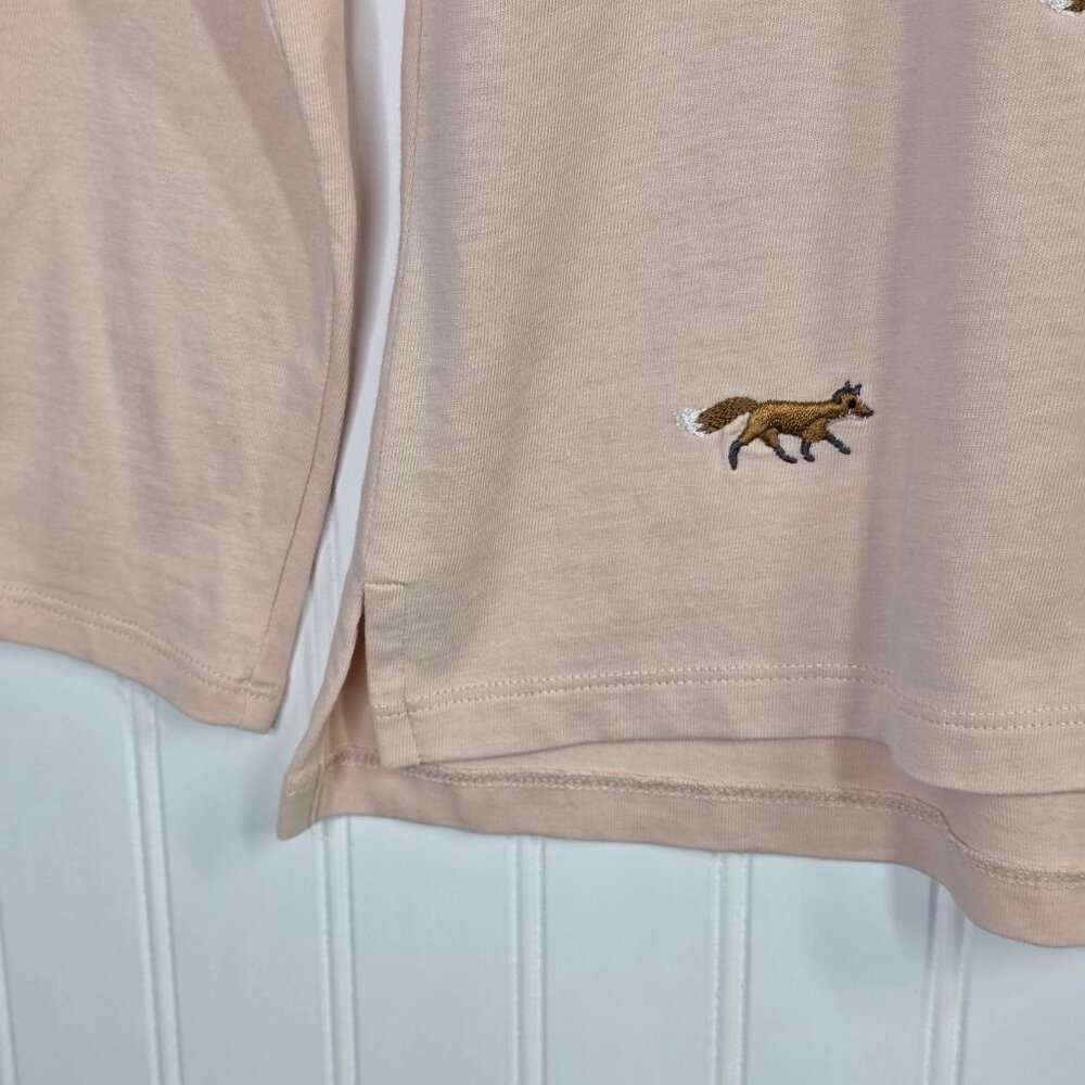 Talbots Shirt Womens Medium Pink Fox Embroidered Graphic Cotton Top Fox Hunt - Picture 5 of 12